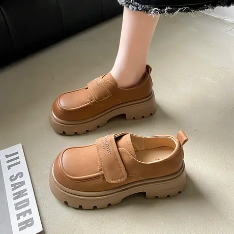 宽头孕妇单鞋女春季真皮厚底玛丽珍皮鞋2024新款英伦风复古乐福鞋图片