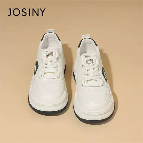Josiny/卓诗尼厚底板鞋女2024新款春季一脚蹬学生增高百搭休闲鞋商品大图