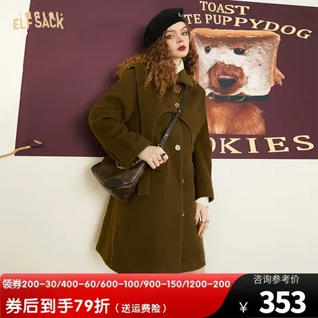 妖精的口袋可拆卸披肩复古毛呢外套女2022秋冬季新款小个子中长款图片