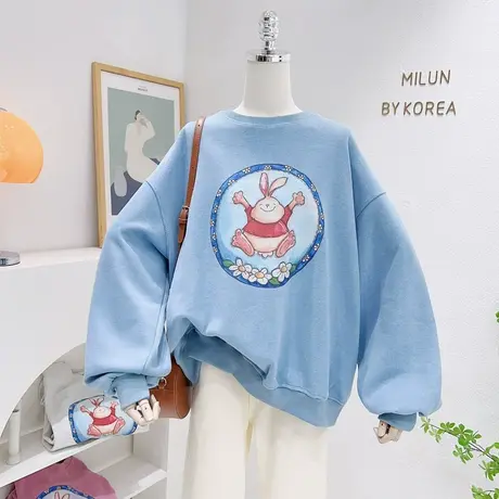 2022秋冬韩系ins风上衣慵懒休闲高级感宽松大版加厚卫衣包臀遮肉图片