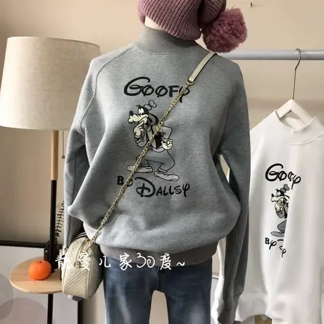 卫衣女春秋薄款2020新款韩版ins潮半高领宽松学生百搭套头上衣服商品大图