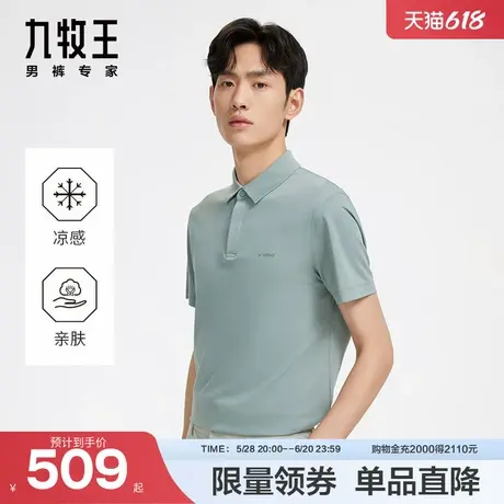 [商场同款]九牧王凉感冰丝POLO衫夏季薄款商务休闲短袖T恤JT2D233商品大图
