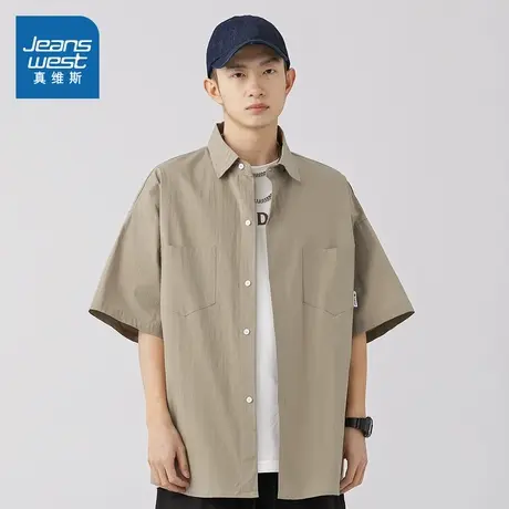D4真维斯男装短袖衬衫 2025夏季新品 经典翻领港风流行半袖衬衣图片