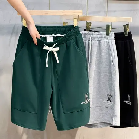 短裤男夏季潮流外穿潮牌ins男士运动中裤子宽松刺绣五分裤男休闲商品大图