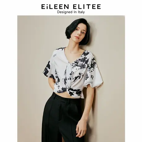 【意大利设计】朗姿印花法式设计感衬衣女2024年夏季新款通勤衬衫图片
