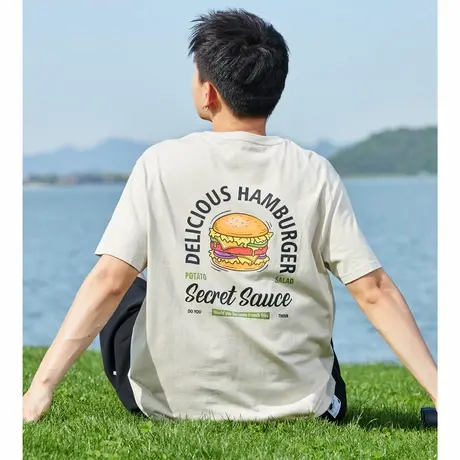 唐狮短袖T恤男夏季新款纯棉前胸后背图案印花圆领半袖上衣商品大图