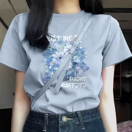 KWV真维斯纯棉短袖女t恤夏季女装2025新款夏装宽松半袖内搭小上衣商品大图