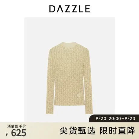 DAZZLE地素奥莱秋通勤满印印花弹力修身小轻薄打底衫内搭上衣女商品大图