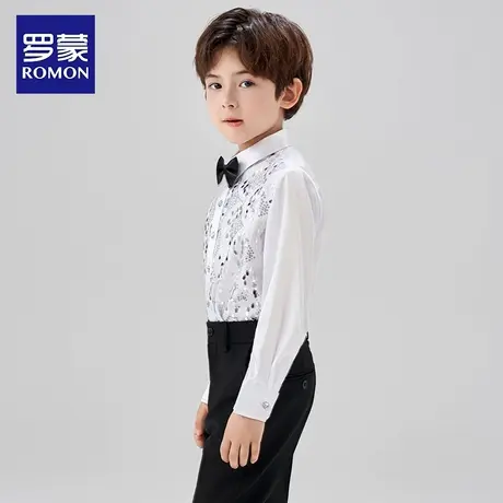罗蒙男童白色亮片衬衫钢琴演出服儿童主持人演出服礼服演奏英伦风商品大图