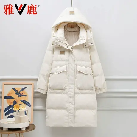 雅鹿中长款羽绒服女2024新款帽可拆中长过膝款官方正品羽绒外套商品大图