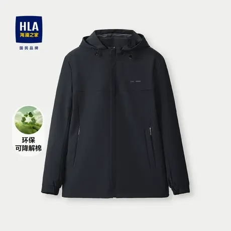 HLA/海澜之家休闲全能夹克24秋冬新款可脱卸帽商务微弹蓬松外套男图片