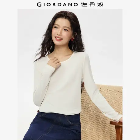 佐丹奴T恤女装弹力坑条罗纹圆领修身针织长袖T恤 13325856商品大图