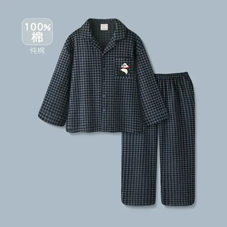 Pinksea睡衣男款春秋纯棉大码格子长袖长裤家居服新款男士套装商品大图