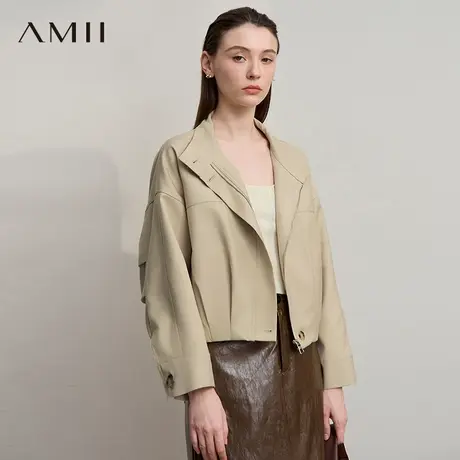 Amii【日系极简风】2025秋简约日系风宽松休闲夹克春装女上衣外套商品大图