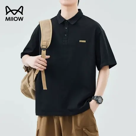 猫人刺绣POLO衫男夏季新款短袖翻领上衣高级感宽松重磅T恤保罗衫图片