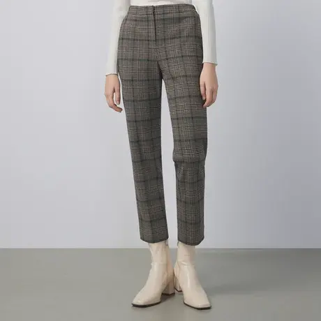 LANCY/悦朗姿 冬季新款西装裤高腰格纹女士裤子商务通勤商品大图