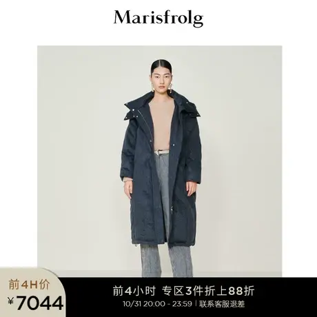 【商场同款】玛丝菲尔冬新款白鹅绒黑色羽绒服长款宽松时尚图片