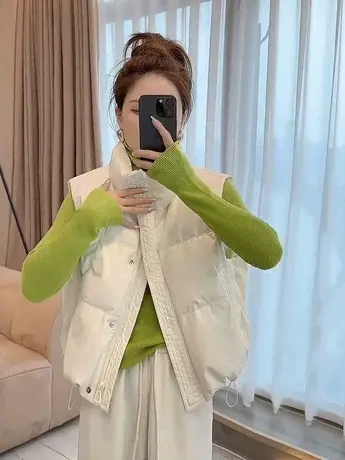 羽绒马甲女轻薄保暖2023秋冬新款韩版时尚立领坎肩马夹背心外套潮商品大图