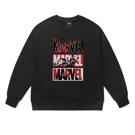 复仇者联盟联名纯棉长袖卫衣男黑色打底衫上衣服秋季男装潮流潮牌图片