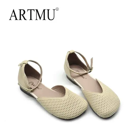 Artmu阿木原创镂空包头凉鞋2023年新款女平底一字带仙女风凉鞋商品大图