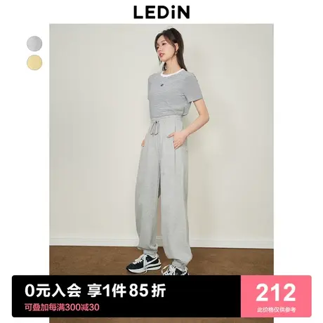 [预]乐町束腿休闲裤女23冬新款灰色卫裤舒适宽松运动裤时尚休闲裤商品大图