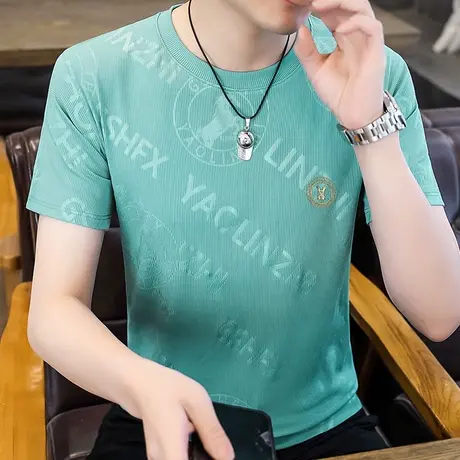 短袖T恤男2023夏季新款垂感运动休闲速干圆领t短t男士上衣打底衫商品大图