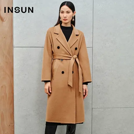 INSUN恩裳线上专选冬季老钱风羊绒羊毛混纺大衣商品大图