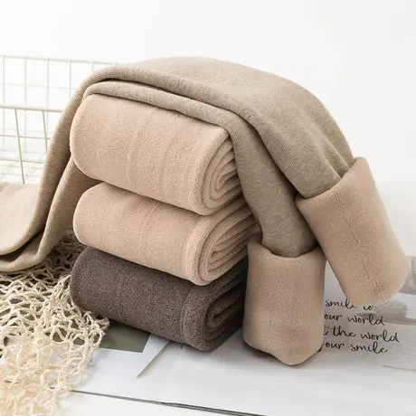 秋冬加绒加厚羊胎绒针织连裤袜女外穿羊绒显瘦竖条纹薄绒打底裤袜商品大图