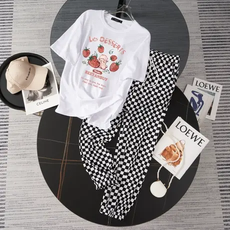 大码运动服套装跑步女2023新款夏季宽松短袖长裤小个子休闲两件套商品大图