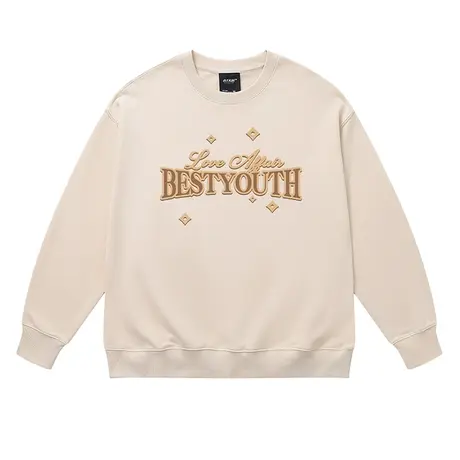 潮牌美式复古字母圆领卫衣男女2023年秋冬新款纯棉圆领套头卫衣商品大图