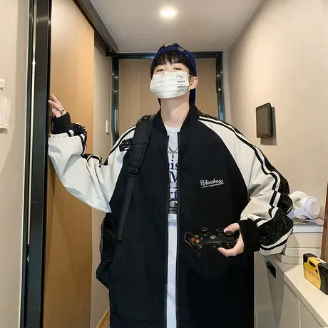 春秋外套飞行员夹克男ins潮休闲痞帅秋装棒球服潮牌宽松百搭外衣商品大图