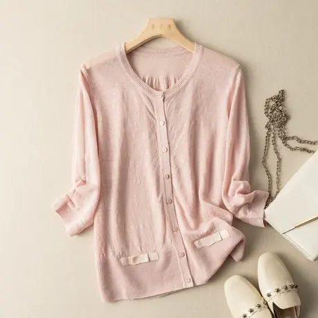 亚麻开衫女薄针织衫2022春夏新款棉麻文艺复古很仙的空调衫空调衫图片