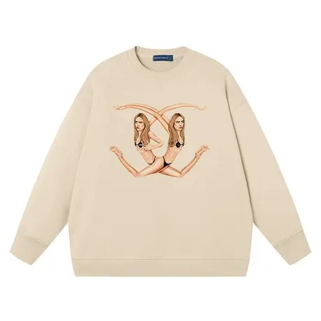 秀洛恶搞明星周边衣服cara恶搞卡拉迪瓦伊圆领卫衣宽松纯棉上衣服图片