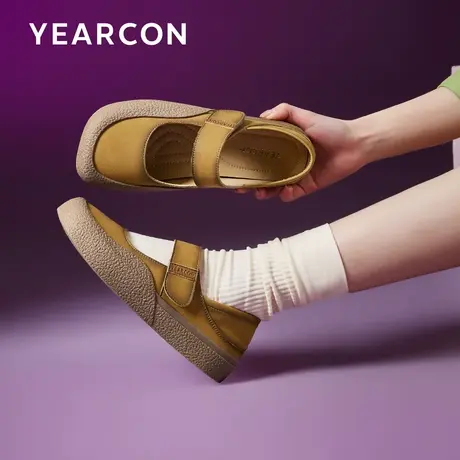 意尔康森系方头玛丽珍鞋女2025新款春夏全包勃肯鞋一字带平底单鞋图片