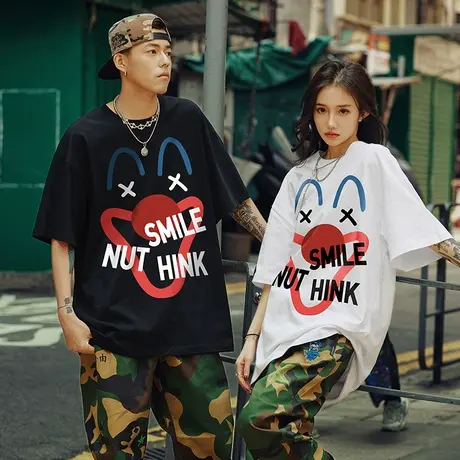 Nuthink美式潮牌小丑T恤男潮流情侣装短袖大码宽松情侣半袖上衣商品大图