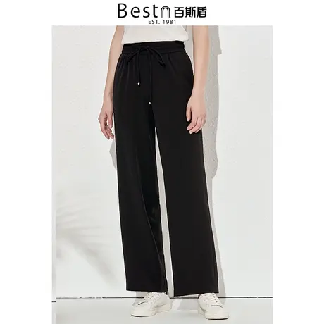 百斯盾宽松阔腿裤女装休闲裤 夏季官方正品弹力时尚通勤文艺女裤商品大图