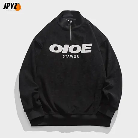 半拉链卫衣男2022新潮流宽松长袖打底衫ins潮牌字母印花套头外套商品大图