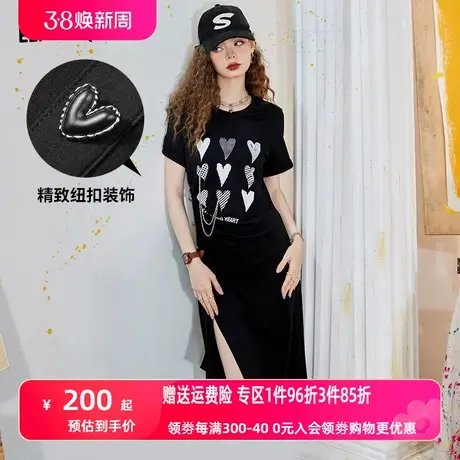 【商场同款】妖精的口袋开叉t恤连衣裙女2023夏新款设计感裙子潮商品大图