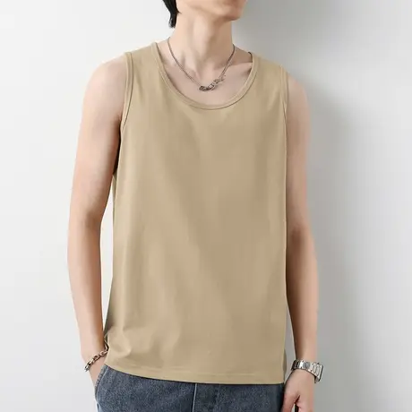 纯棉背心男士夏季薄款健身运动坎肩跨栏篮球宽肩无袖t恤纯色吊带商品大图