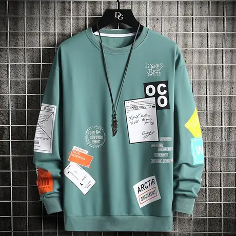 长袖t恤男春秋2023新款圆领卫衣男士秋衣宽松潮流印花打底衫衣服T商品大图