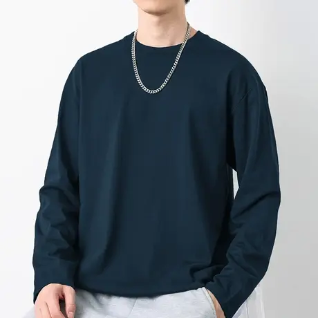 260g美式重磅纯棉t恤男士长袖秋冬内搭打底衫纯色上衣服厚实体恤商品大图