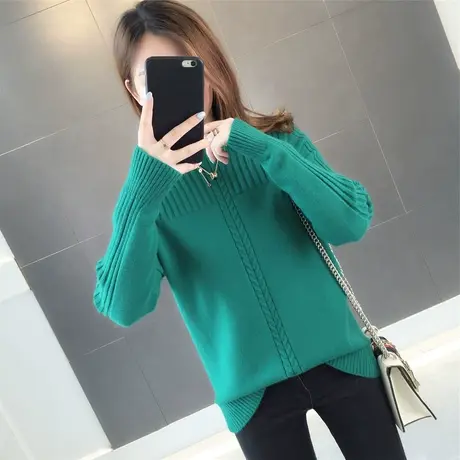 2022秋冬新款半高领毛衣女宽松外穿针织衫女打底衫洋气上衣女套头图片