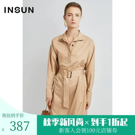 恩裳初春秋时尚小蝙蝠袖设计感休闲纯棉衬衫连衣裙图片