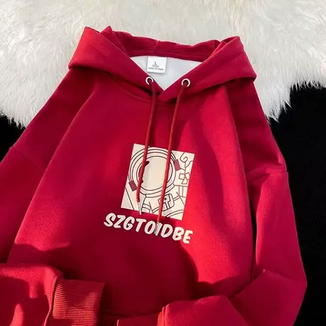 设计感连帽高街卫衣女秋冬加绒加厚ins潮牌小众宽松大码初冬外套图片