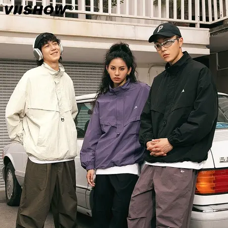 VIISHOW冲锋夹克男款美式潮牌宽松休闲外套秋季ins潮流户外防风夹商品大图