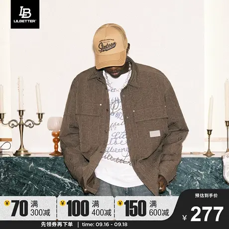 Lilbetter满印棉衣男2023冬季新款工装棉服衬衫式棉袄美拉德外套商品大图