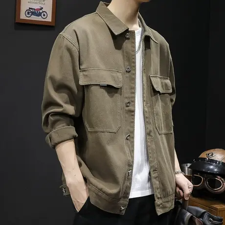 牛仔衬衫外套男2024新款春季男装胖子大码男士上衣休闲夹克春秋款图片