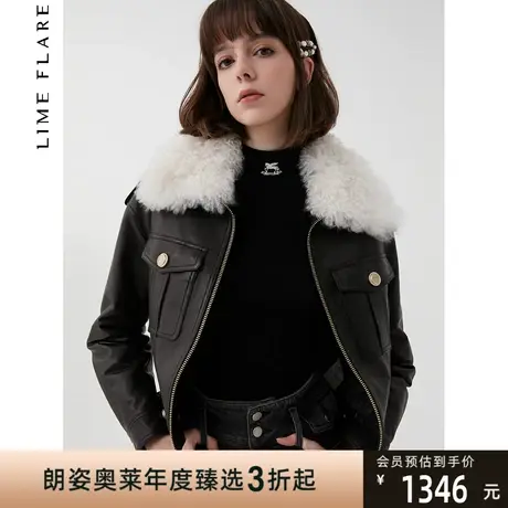 莱茵复古甜酷黑色短款皮衣时尚百搭潮流翻领朋克机车夹克炸街帅气图片