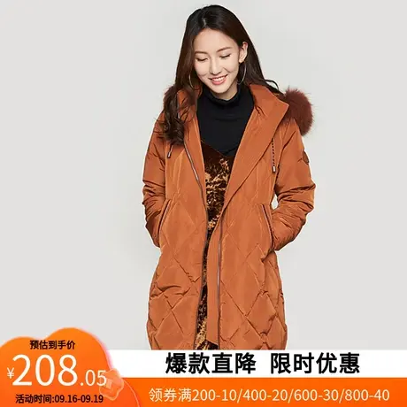 艾格冬季女装不过时百搭加厚中长款连帽羽绒服Y1079商品大图