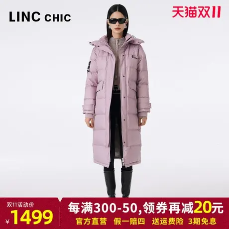 LINCCHIC金羽杰2023秋冬新品潮酷连帽动感长款加厚面包服羽绒服女商品大图
